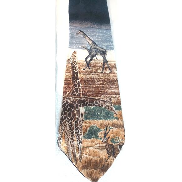 X 3 VTG GREENWICH WORKSHOP ENDANGERED SPECIES TIES GIRAFFE PANDA WILDEBEEST - Picture 6 of 7